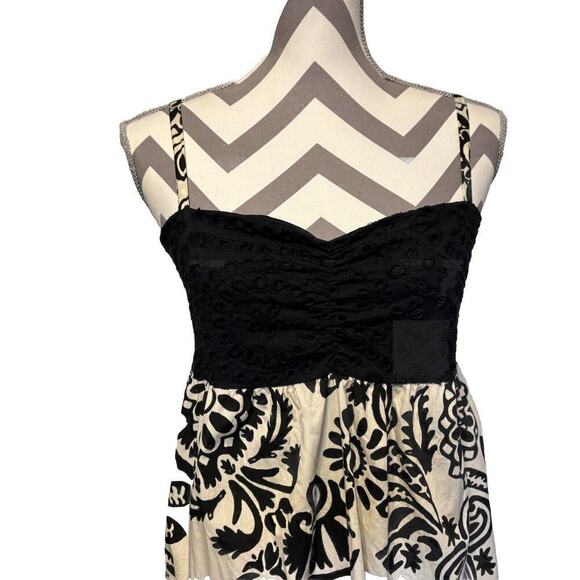 King Kong Black White Sundress Maxi Layers Italy Cotton Adjustable Straps Lace M - Picture 2 of 12